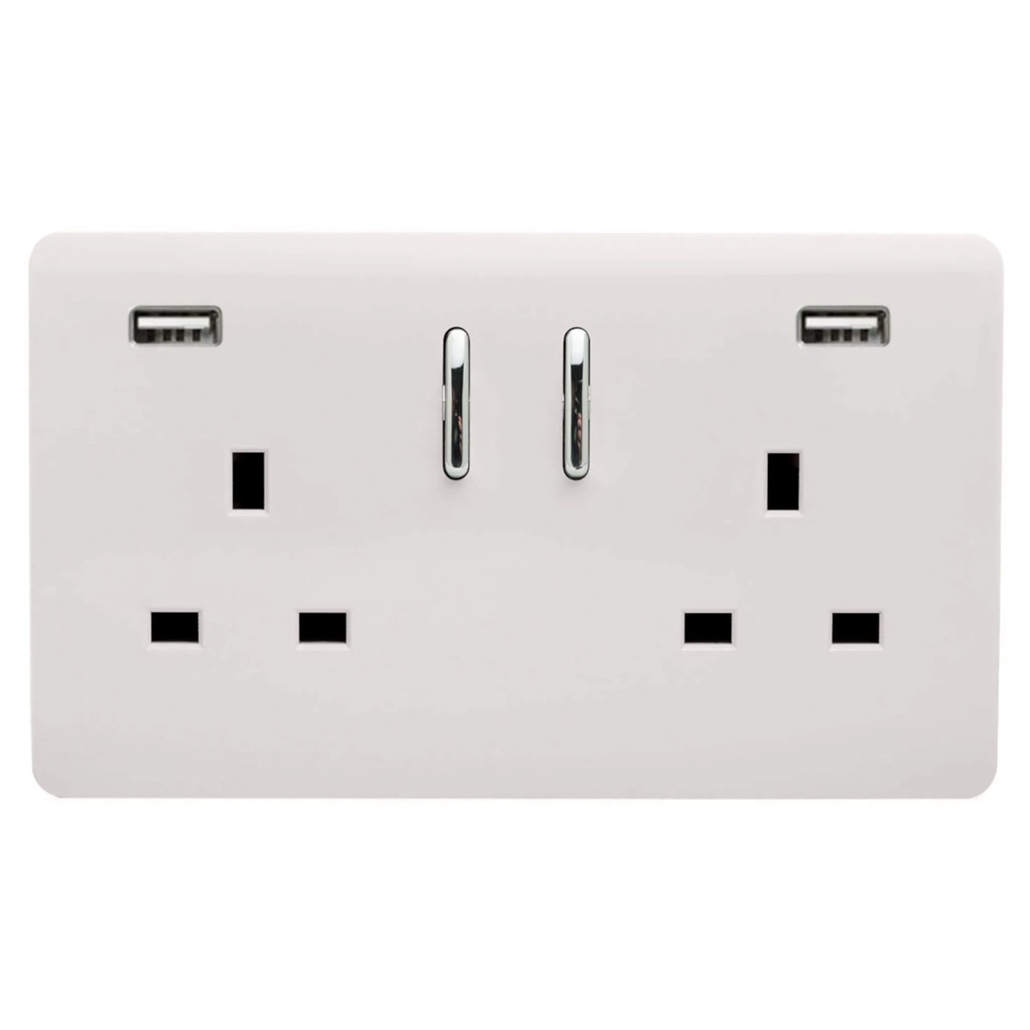 ART-SKT213USB31AAWH  2 Gang 13Amp Short S/W Double Socket With 2x3.1Mah USB Ice White